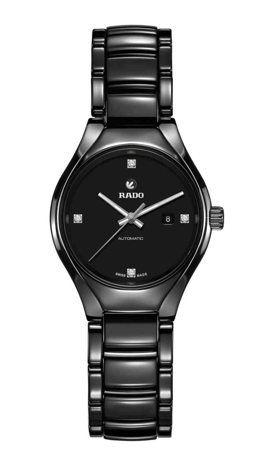Rado True Round Automatic Diamond Women's Watch - Dark Elegant Design