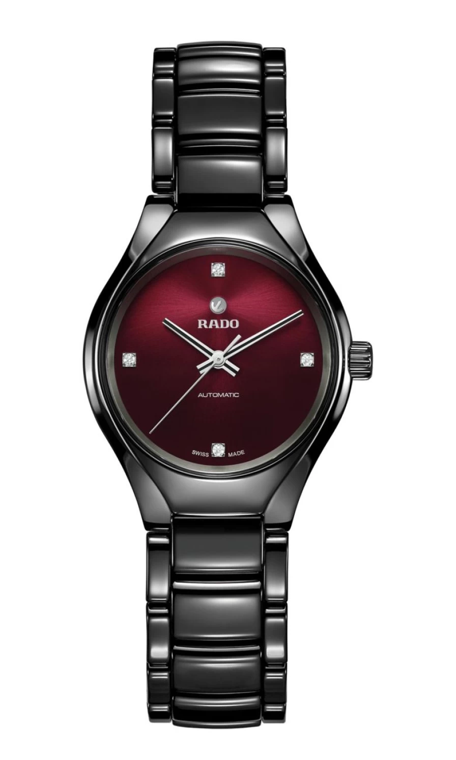 Rado True Round Automatic Diamond Women's Watch in Dark Elegant Design
